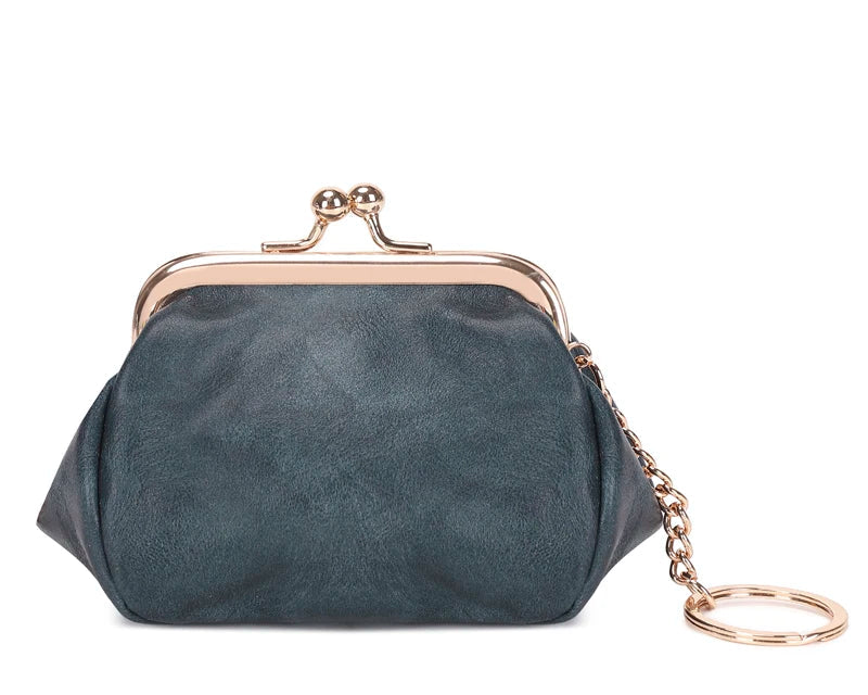 Mini porte-monnaie rétro en cuir PU avec fermoir Kiss Lock et porte-clés intégré — photo 8