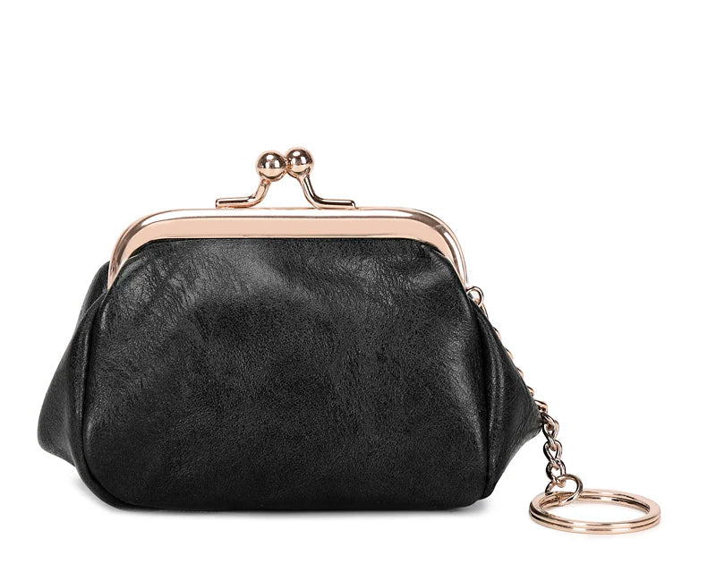 Mini porte-monnaie rétro en cuir PU avec fermoir Kiss Lock et porte-clés intégré — photo 9