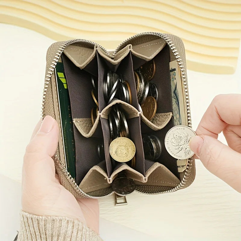 New Simple PU Leather Coin Purse Zipper Mini Wallets Portable Multi-coin Slots Money Bag Card Holder Short Purse for Women Men — photo 2