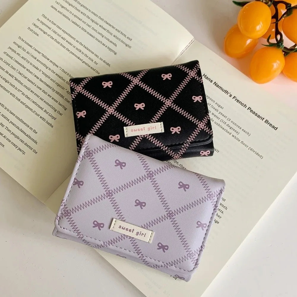 Mini portefeuille trois volets à motif nœuds et broderies pour femme — photo 2