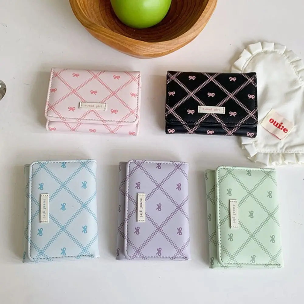 Mini portefeuille trois volets à motif nœuds et broderies pour femme — photo 3