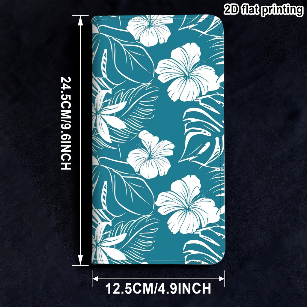 Étui carte grise imprimé hibiscus, 24,5 cm, fentes à cartes