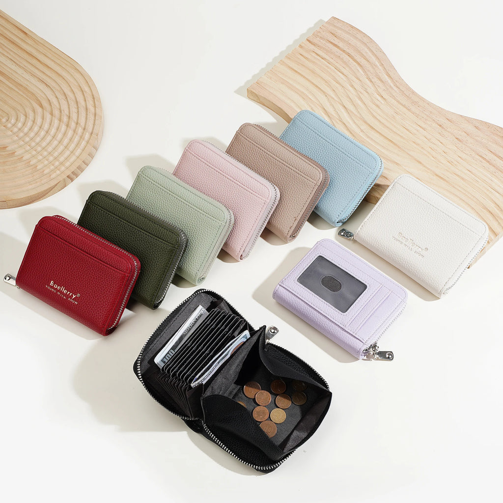 Porte-carte femme ultra-fin zippé avec rangement accordéon — photo 1
