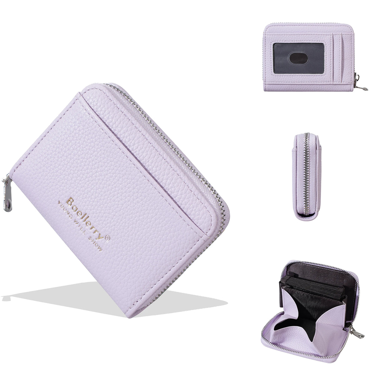 Porte-carte femme ultra-fin zippé avec rangement accordéon — photo 13