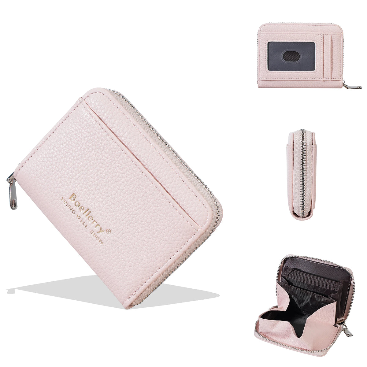 Porte-carte femme ultra-fin zippé avec rangement accordéon — photo 2