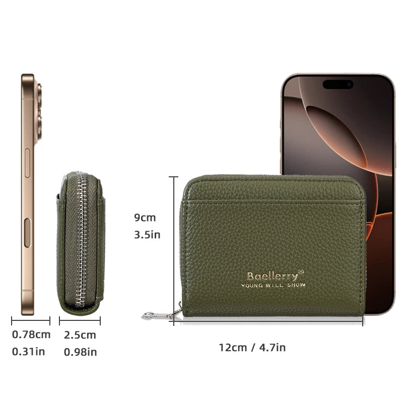 Porte-carte femme ultra-fin zippé avec rangement accordéon — photo 3