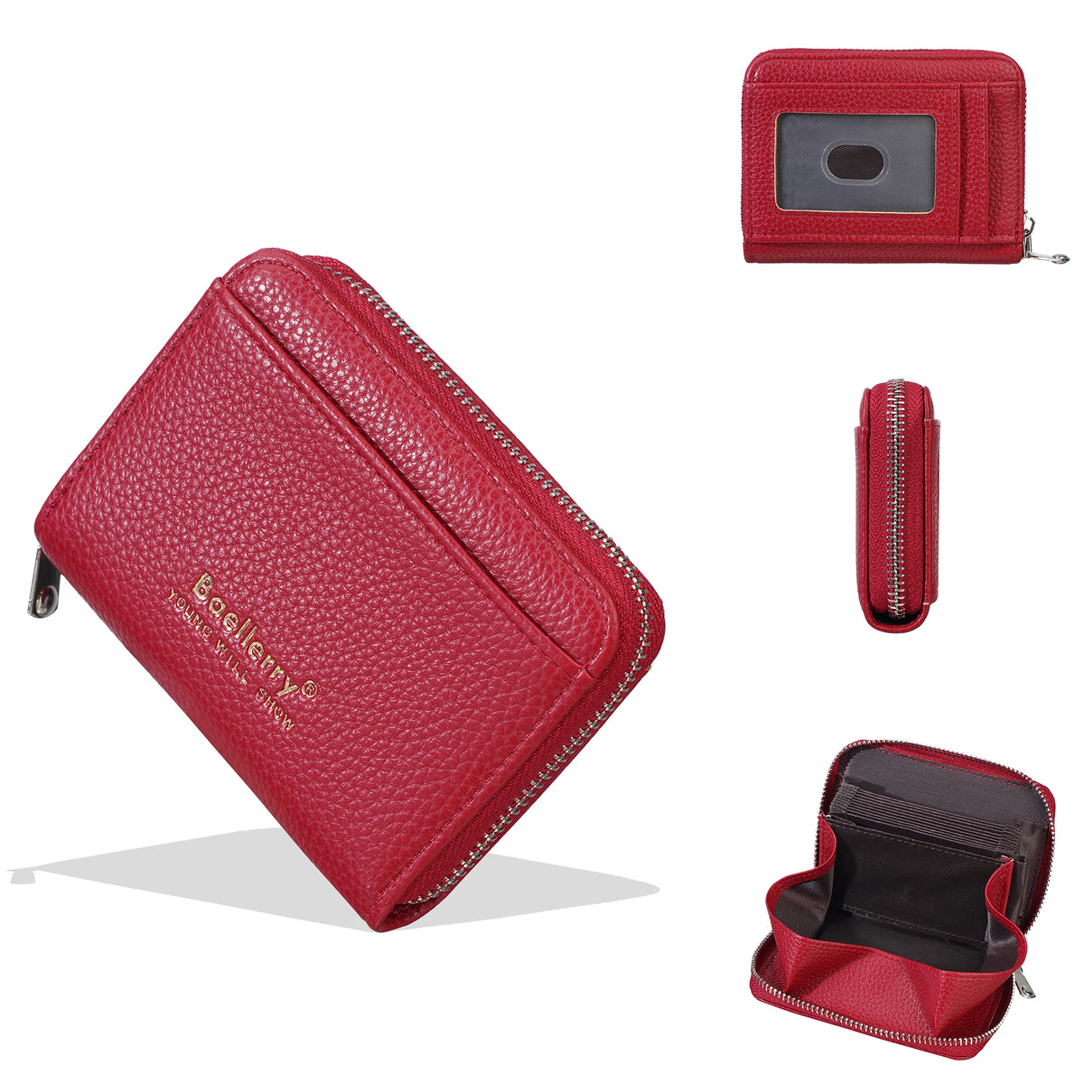 Porte-carte femme ultra-fin zippé avec rangement accordéon — photo 6