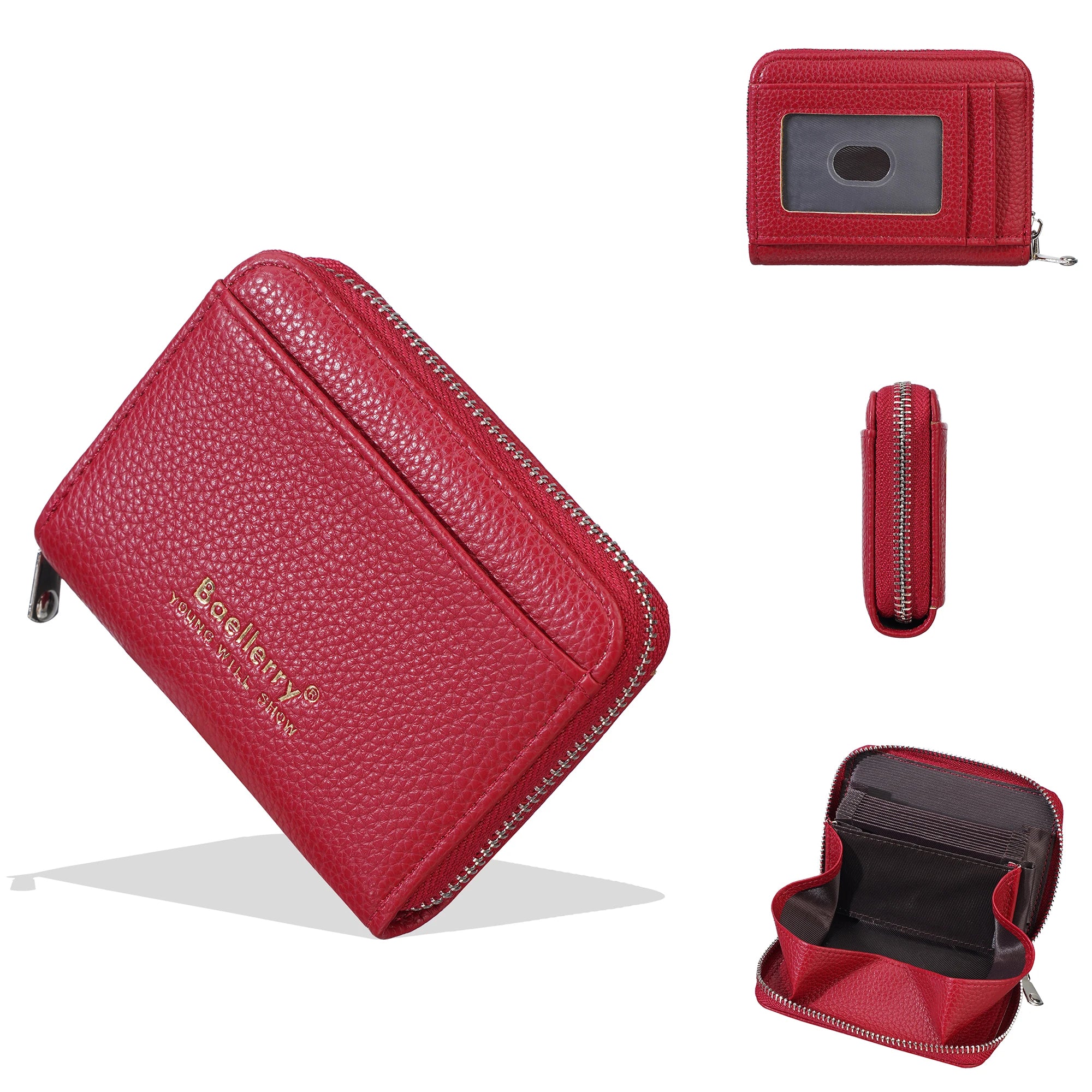 Porte-carte femme ultra-fin zippé avec rangement accordéon — photo 6 Image