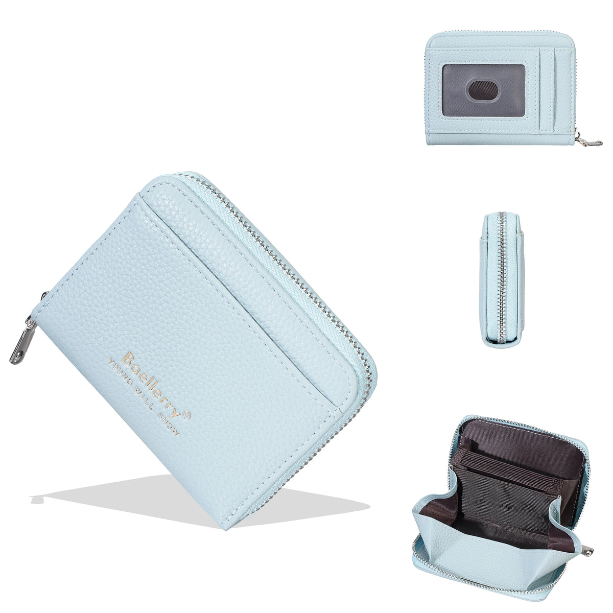 Porte-carte femme ultra-fin zippé avec rangement accordéon — photo 8