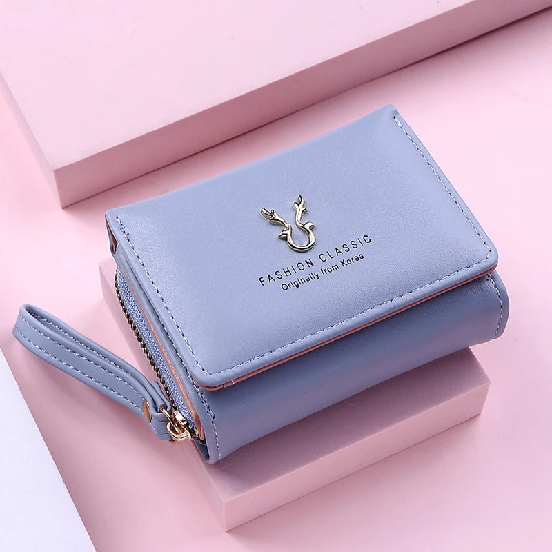 Petit portefeuille femme compact en cuir pu avec porte-cartes — photo 1