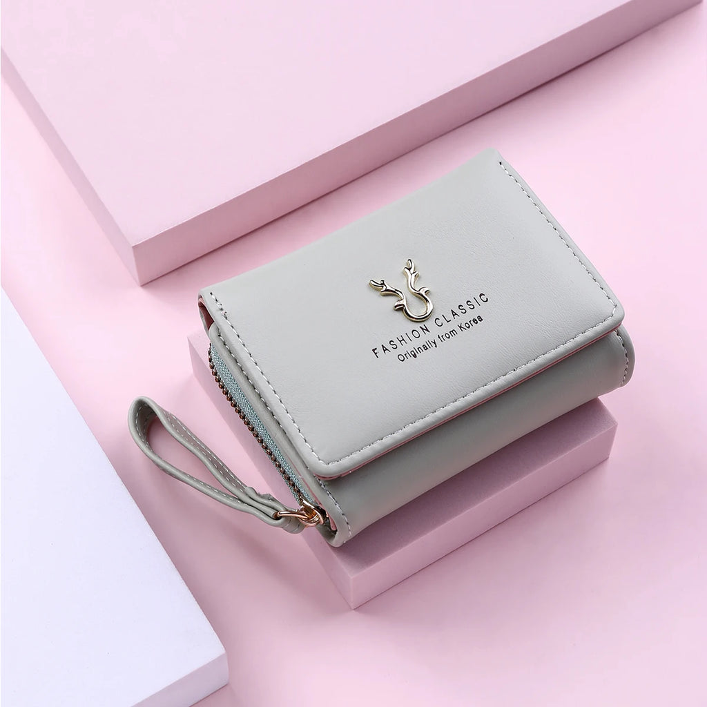 Petit portefeuille femme compact en cuir pu avec porte-cartes — photo 10