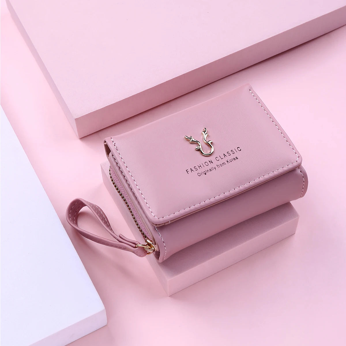 Petit portefeuille femme compact en cuir pu avec porte-cartes — photo 11 Image