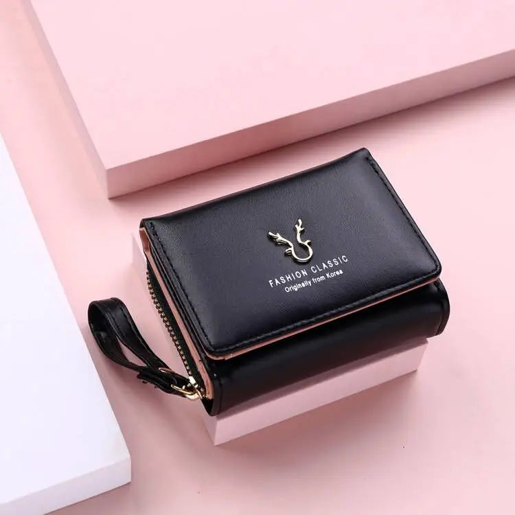 Petit portefeuille femme compact en cuir pu avec porte-cartes — photo 13