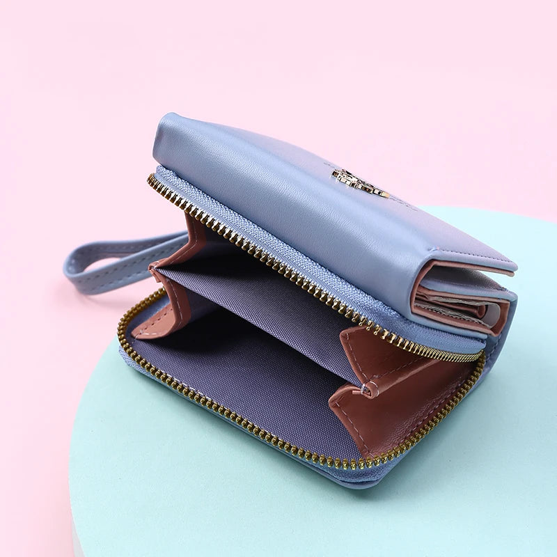Petit portefeuille femme compact en cuir pu avec porte-cartes — photo 2