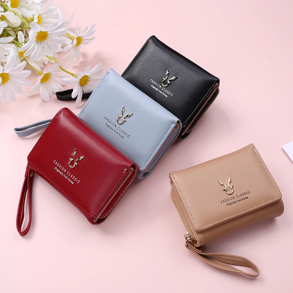 Petit portefeuille femme compact en cuir pu avec porte-cartes — photo 3
