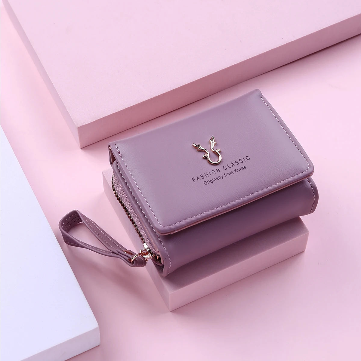 Petit portefeuille femme compact en cuir pu avec porte-cartes — photo 8