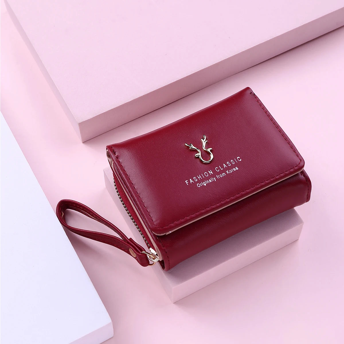 Petit portefeuille femme compact en cuir pu avec porte-cartes — photo 9