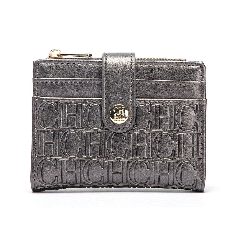 Petit portefeuille femme en cuir pu avec fermeture éclair et hasp sécurisé — photo 9 Image