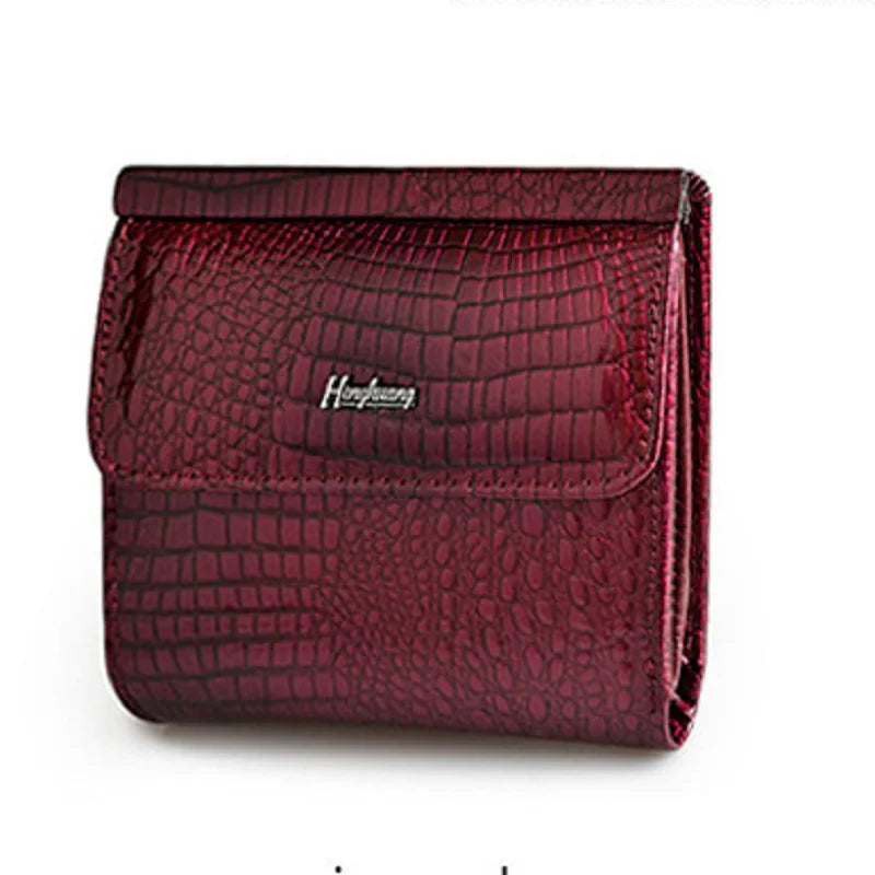 Petit portefeuille femme en cuir véritable avec texture crocodile — photo 11