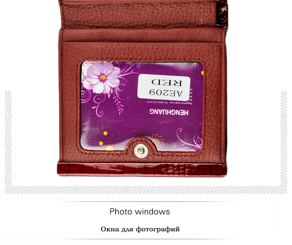 Petit portefeuille femme en cuir véritable avec texture crocodile — photo 6