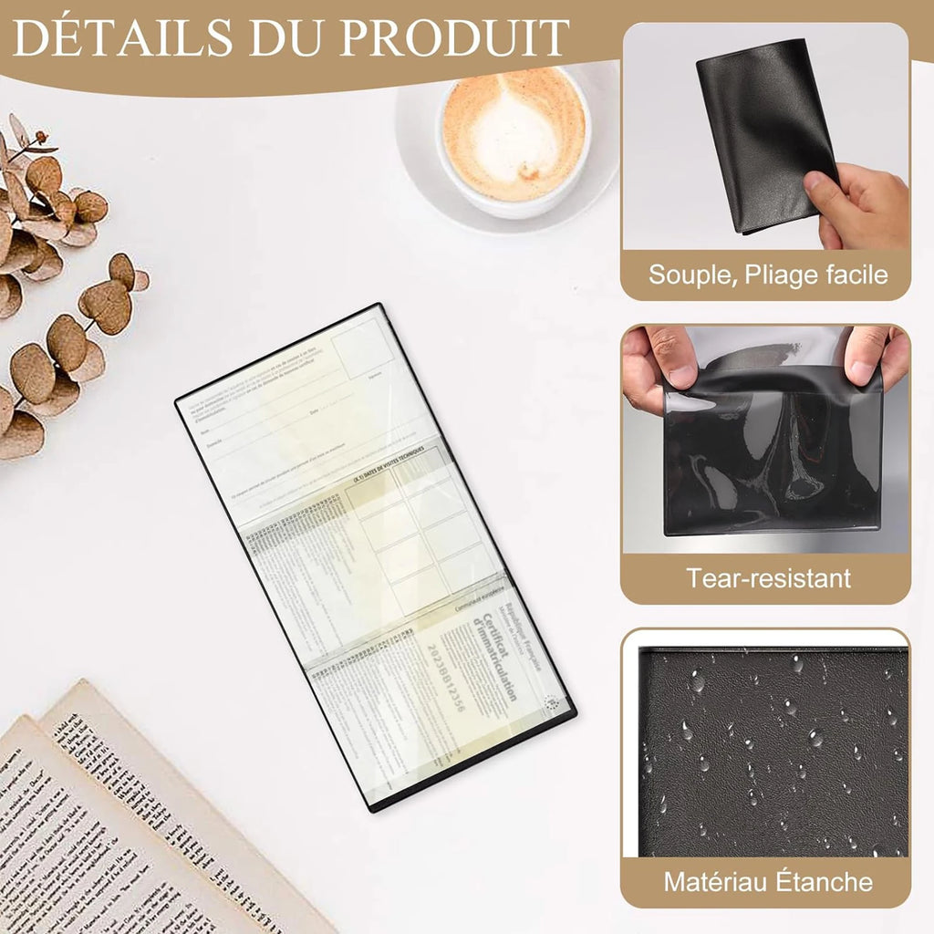 Pochette transparente pour carte grise et assurance voiture en PVC - lot de 2 — photo 2