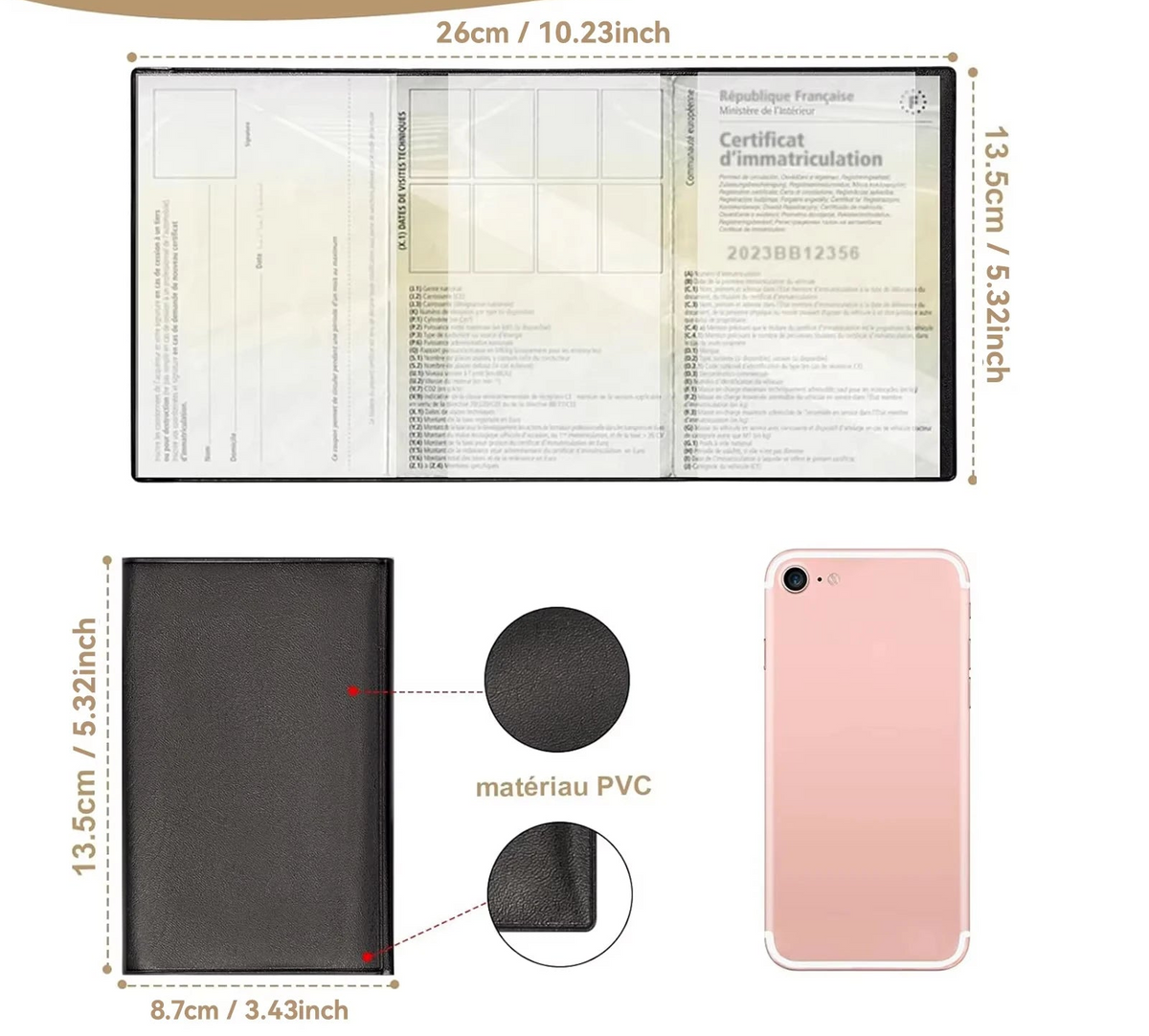 Pochette transparente pour carte grise et assurance voiture en PVC - lot de 2 — photo 3