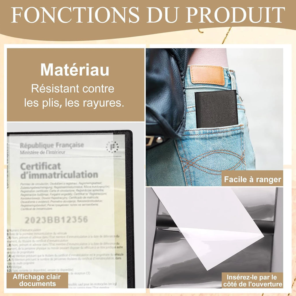 Pochette transparente pour carte grise et assurance voiture en PVC - lot de 2 — photo 4