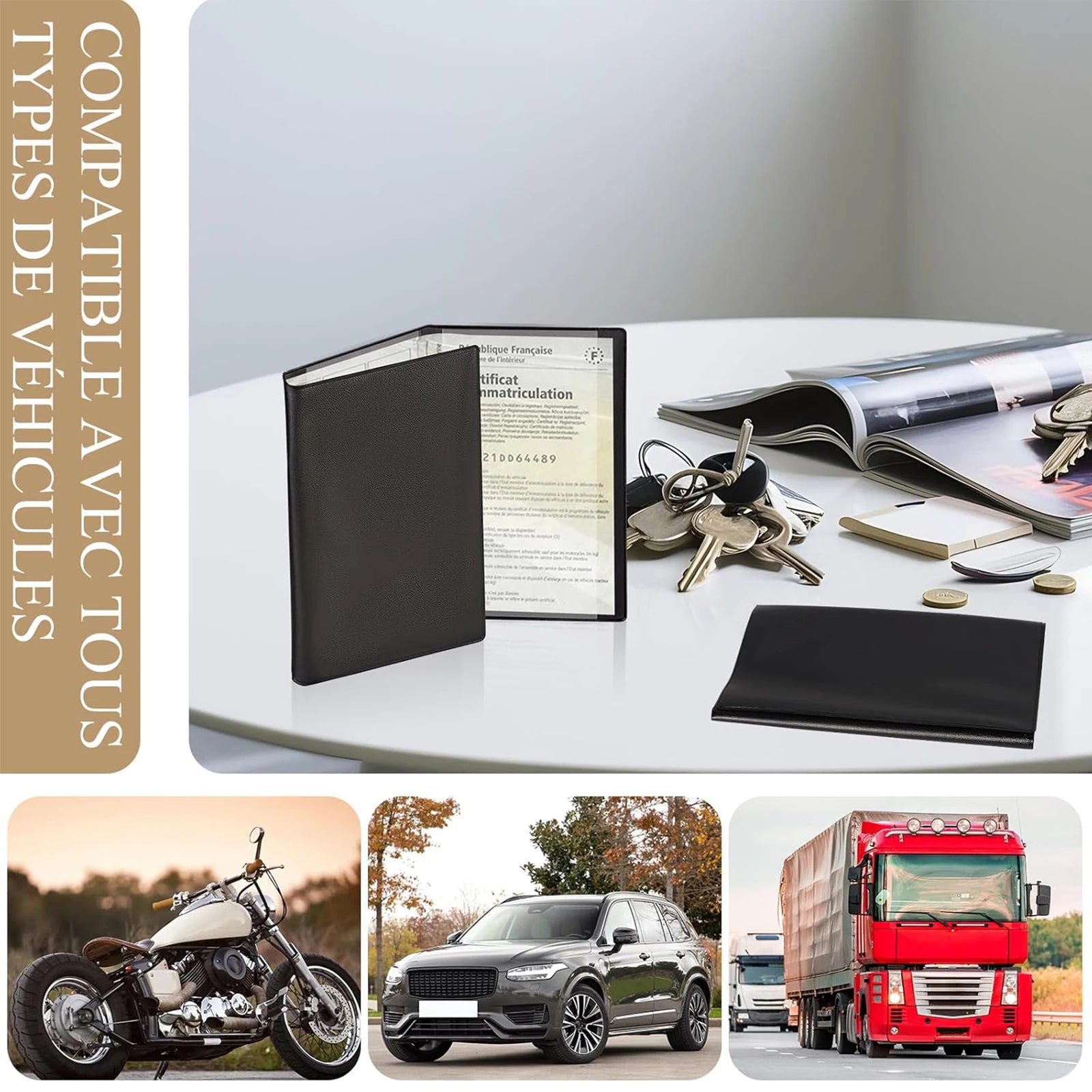 Pochette transparente pour carte grise et assurance voiture en PVC - lot de 2 — photo 6 Image