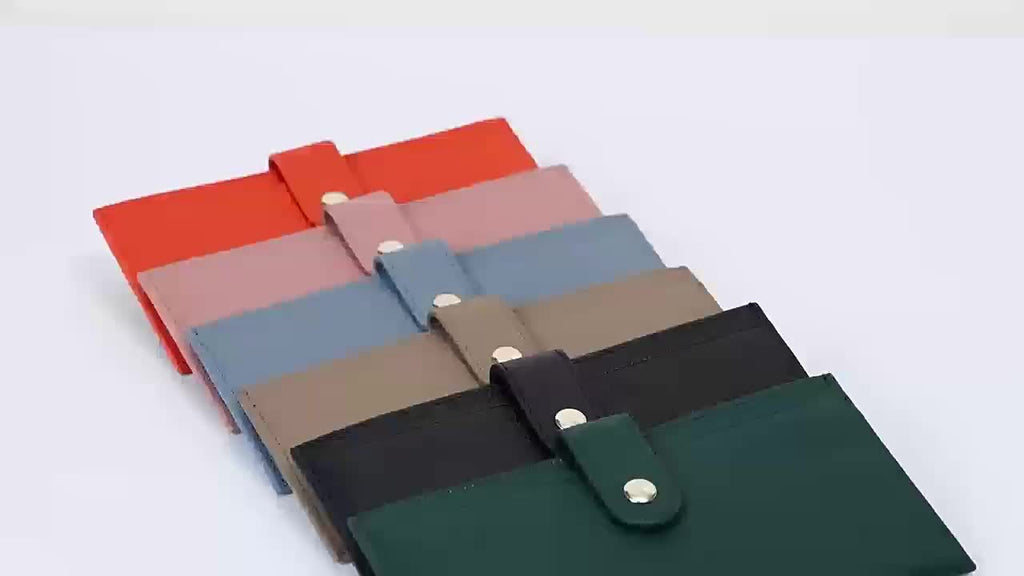 Portefeuille femme pochette 5 mm, peau pleine fleur grainée