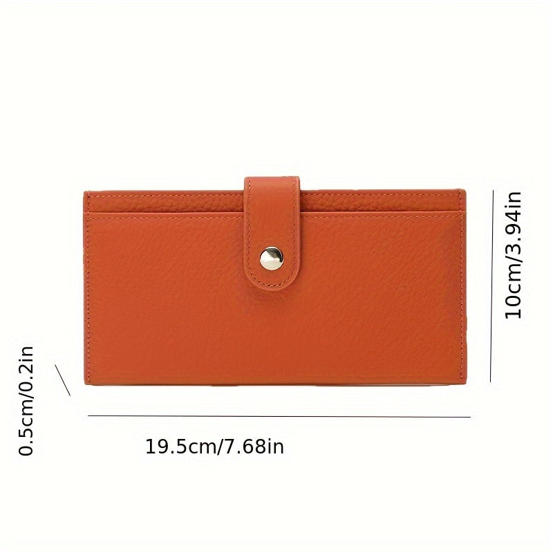 Portefeuille femme pochette 5 mm, peau pleine fleur grainée