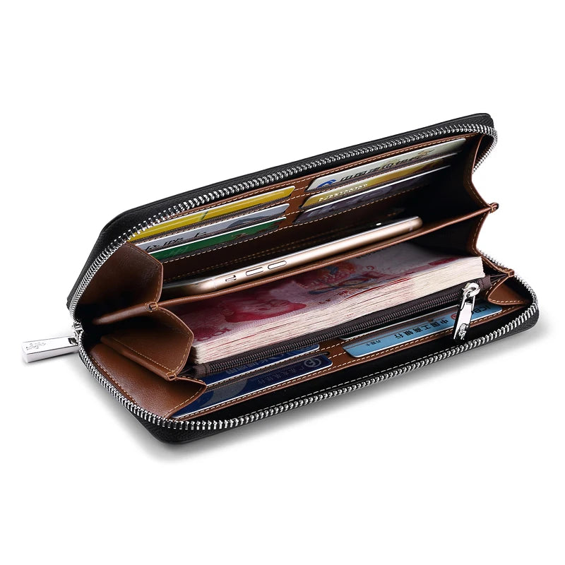 Pochette long portefeuille en cuir de vachette pour homme — photo 1
