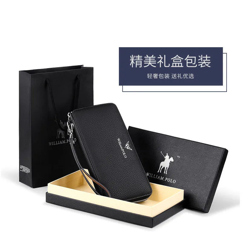 Pochette long portefeuille en cuir de vachette pour homme — photo 6