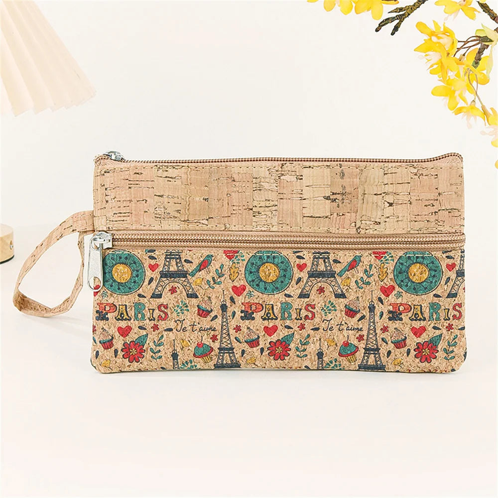 Pochette téléphone en liège zippée motif ethnique multifonction compacte — photo 6