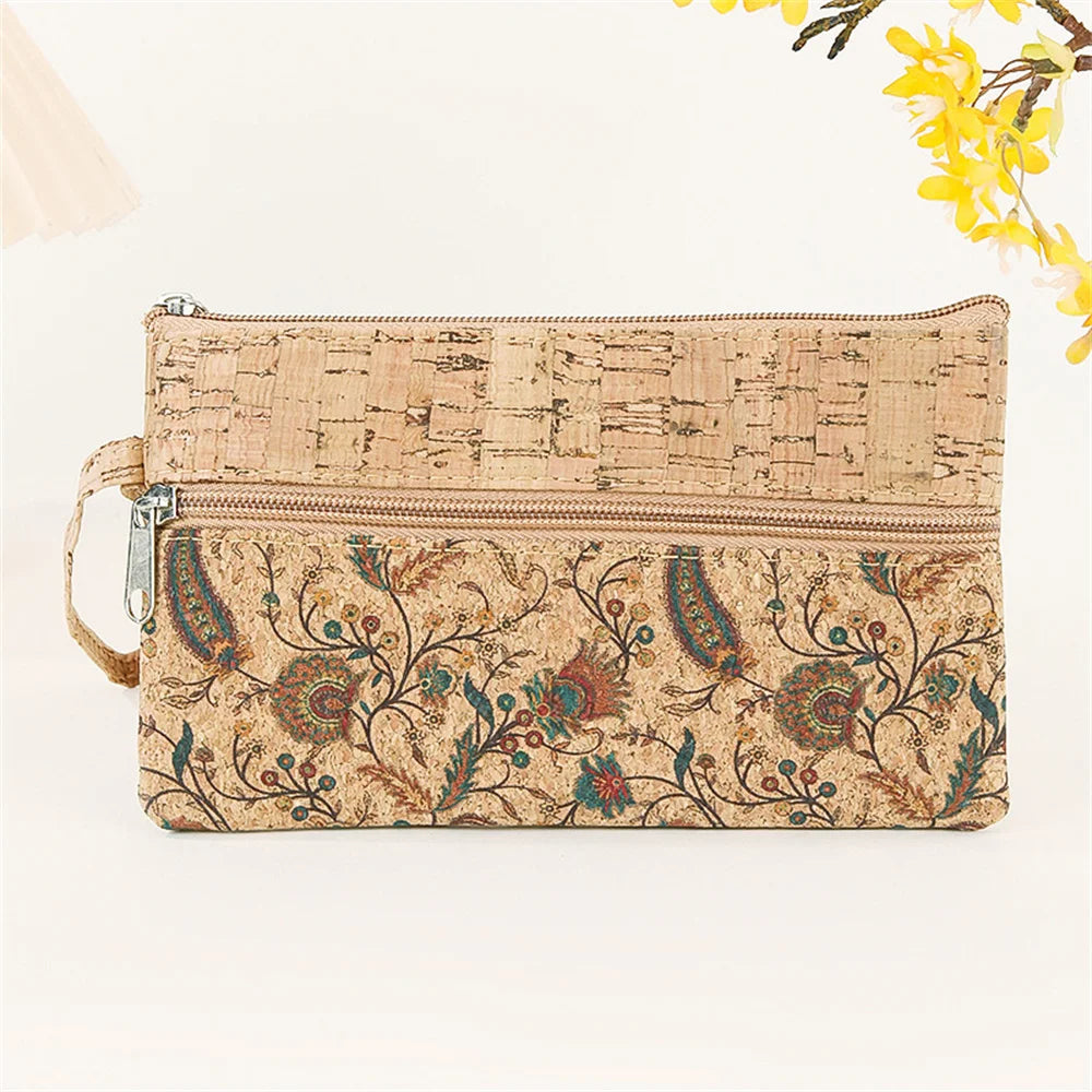 Pochette téléphone en liège zippée motif ethnique multifonction compacte — photo 8