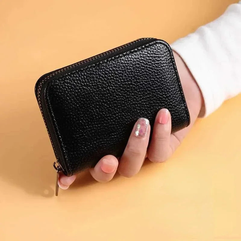 Porte-carte accordéon en cuir pu avec fermeture éclair pour homme et femme — photo 1
