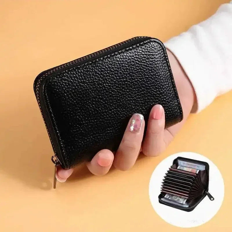 Porte-carte accordéon en cuir pu avec fermeture éclair pour homme et femme — photo 10