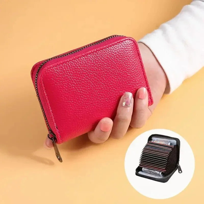 Porte-carte accordéon en cuir pu avec fermeture éclair pour homme et femme — photo 11