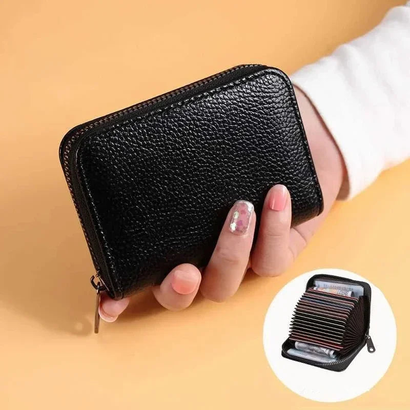 Porte-carte accordéon en cuir pu avec fermeture éclair pour homme et femme — photo 12