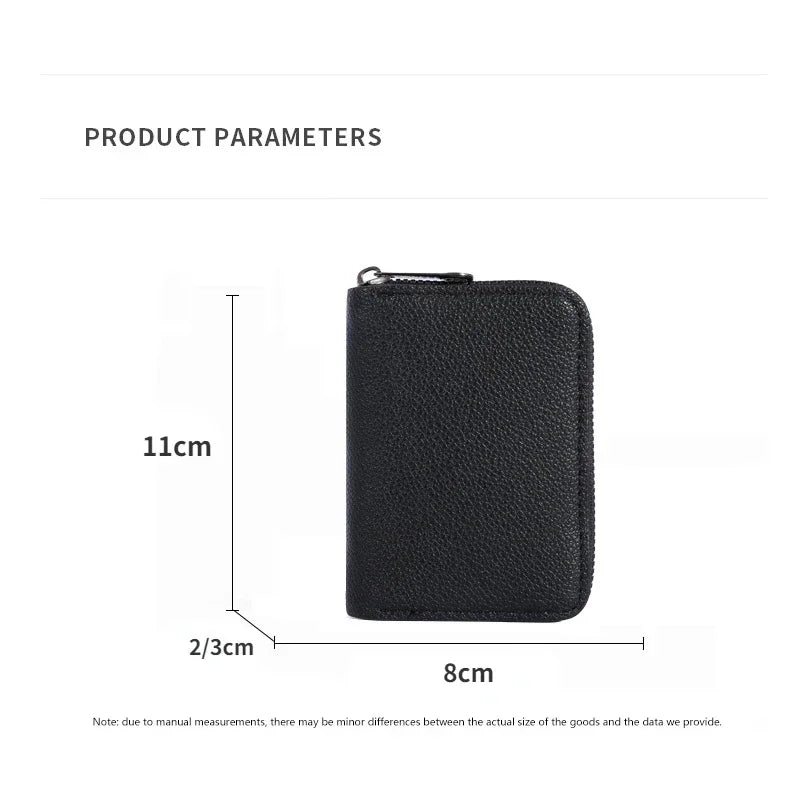 Porte-carte accordéon en cuir pu avec fermeture éclair pour homme et femme — photo 6