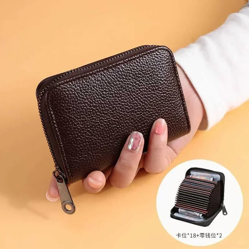 Porte-carte accordéon en cuir pu avec fermeture éclair pour homme et femme — photo 7