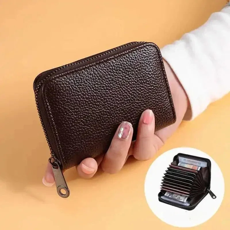Porte-carte accordéon en cuir pu avec fermeture éclair pour homme et femme — photo 8