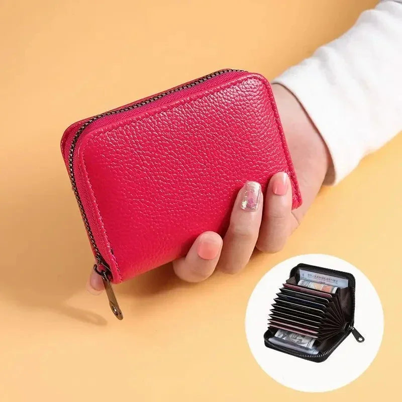 Porte-carte accordéon en cuir pu avec fermeture éclair pour homme et femme — photo 9