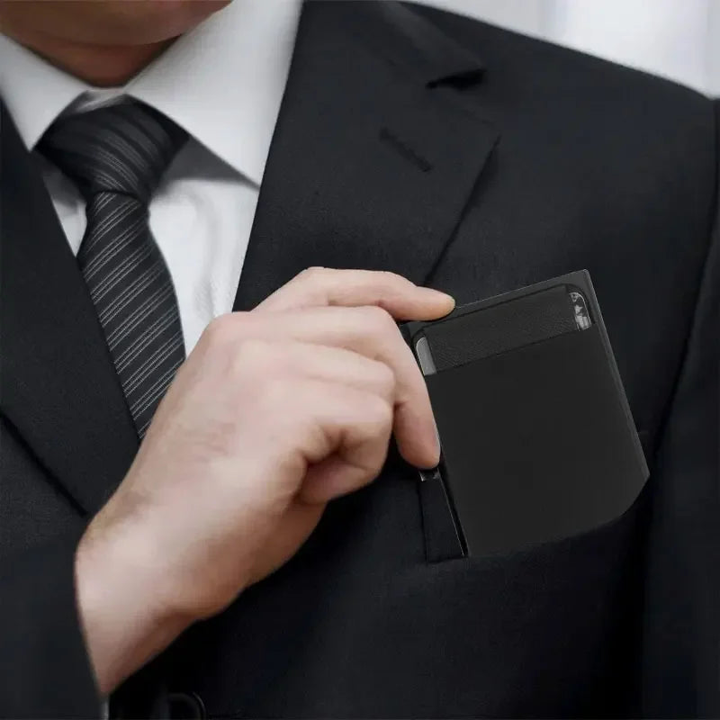 Porte-carte ultra-plat en aluminium à éjection automatique - capacité 12 cartes — photo 1
