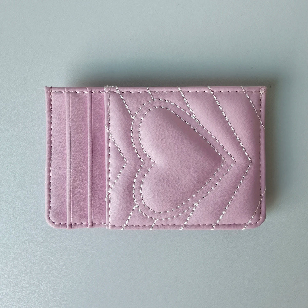 Porte-carte brodé en microfibre pour femme avec motif cœur et design ultra-mince — photo 6