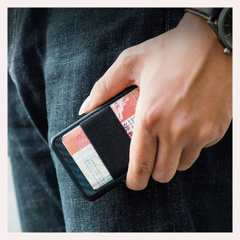 Porte-carte coulissant en fibre de carbone anti-RFID - Smart Wallet compact — photo 1