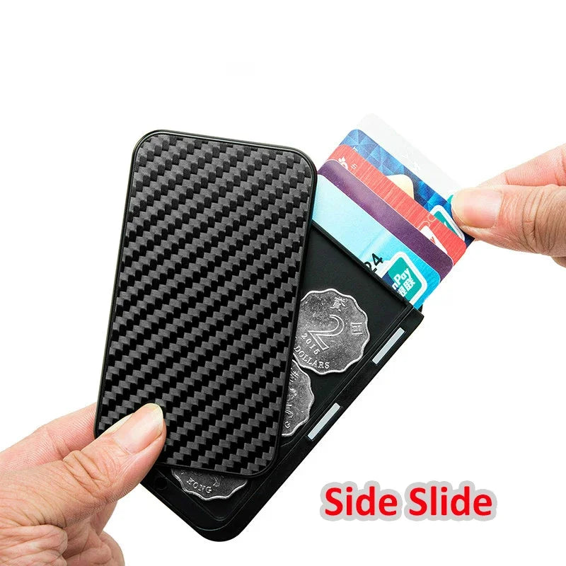 Porte-carte coulissant en fibre de carbone anti-RFID - Smart Wallet compact — photo 2