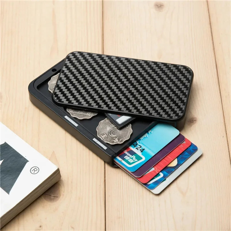 Porte-carte coulissant en fibre de carbone anti-RFID - Smart Wallet compact — photo 3