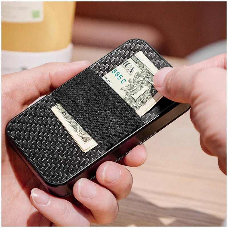 Porte-carte coulissant en fibre de carbone anti-RFID - Smart Wallet compact — photo 6