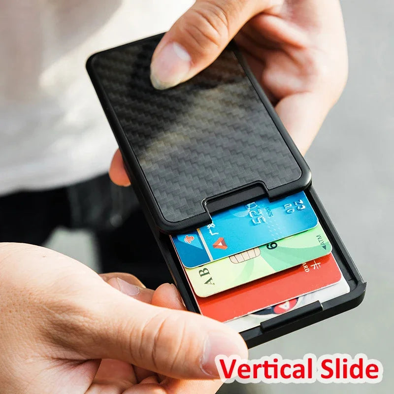 Porte-carte coulissant en fibre de carbone anti-RFID - Smart Wallet compact — photo 7 Image