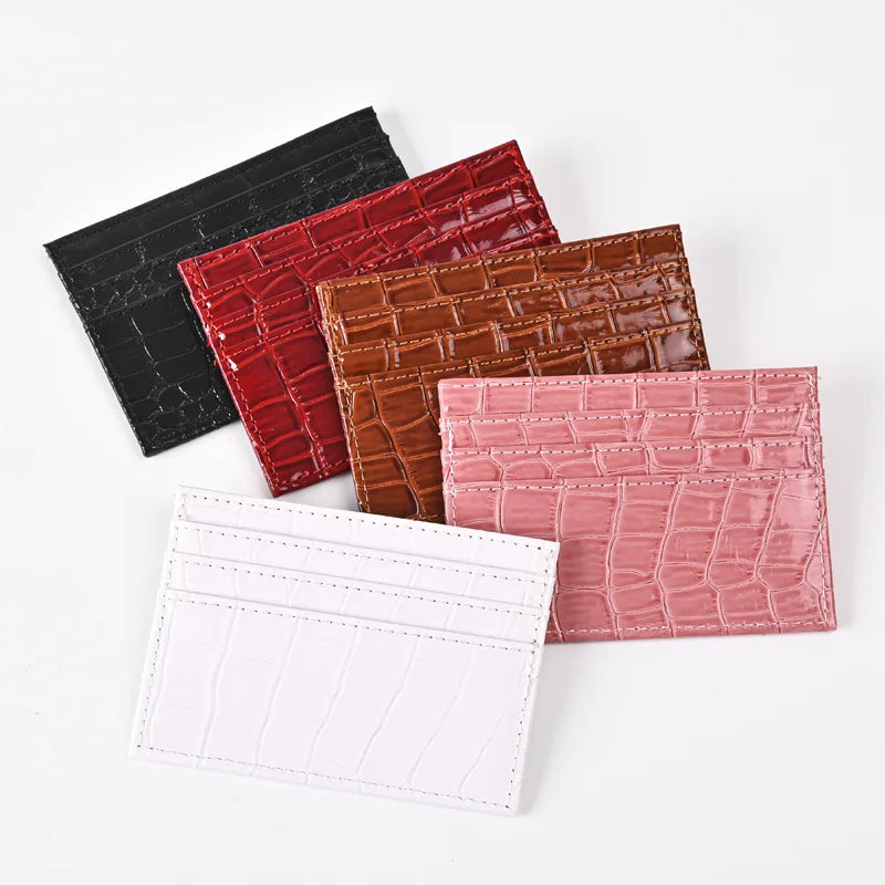 Porte-carte mince en cuir pu à motif crocodile pour homme et femme — photo 1